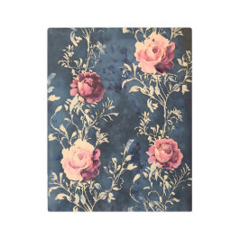 ムーンライトガーデン – ミッドナイトブルーのヴィンテージバラ メタルプリント