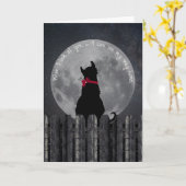 ムーンライトキャットオンフェンス カード (黄色い花)