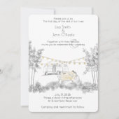 ムーンライトキャンピングハンドドロッド結婚式招待状 招待状 (正面)