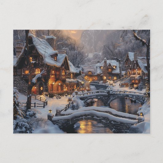 ムーンライトクリスマスビレッジウィンターシーン シーズンポストカード (正面)
