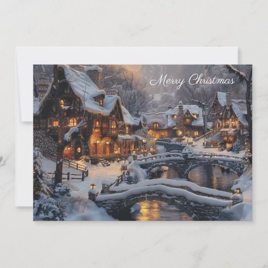 ムーンライトコージーな雪のクリスマスビレッジ シーズンカード (正面)
