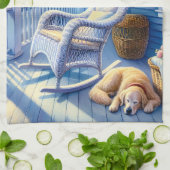 ムーンライトコースタルポーチドッグ&海ビュー キッチンタオル (折り畳み)