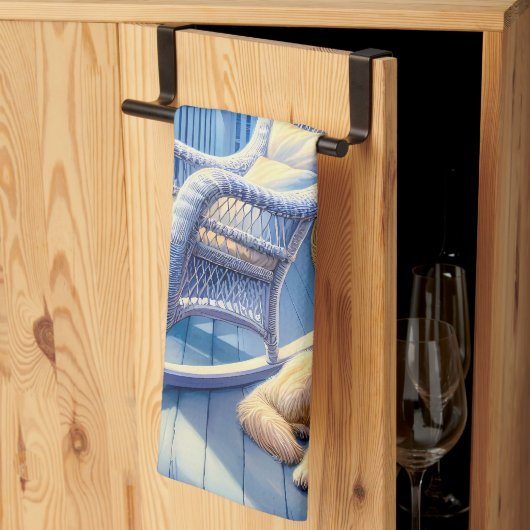 ムーンライトコースタルポーチドッグ&海ビュー キッチンタオル (三つ折り)