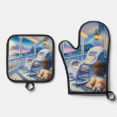 ムーンライトコースタルポーチドッグ&海ビュー 鍋つかみ&鍋敷きセット (正面)