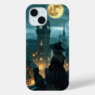ムーンライトゴシック魔女と黒猫の屋上iPhone C iPhone 15ケース