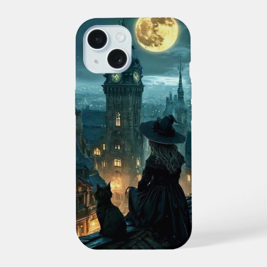 ​ムーンライトゴシック魔女と黒猫の屋上iPhone C iPhone 15ケース (裏面)