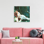 ムーンライトシモンズで眠るチタニア妖精アート キャンバスプリント (インサイチュ (リビング))