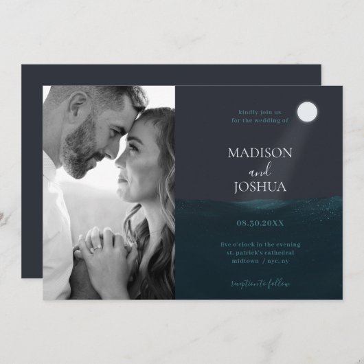 ムーンライトシーフォト結婚式招待状 招待状 (正面/裏面)