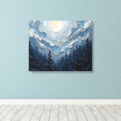 ムーンライトスカイオーバーフォレストプレミアムキャンバスプリントウォール キャンバスプリント (インサイチュ (ウッドフロア))