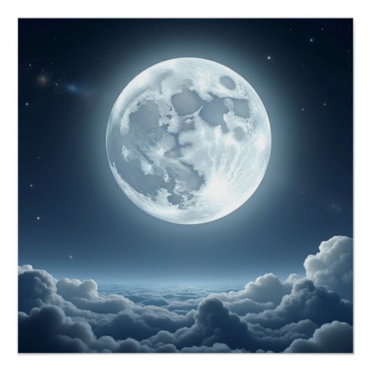 ムーンライトスカイ ウォールアート - 静かな月夜 (正面)