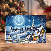 ムーンライトスノーウィービレッジクリスマスホリデー シーズンカード