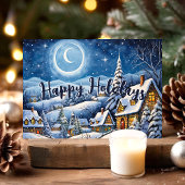 ムーンライトスノーウィービレッジクリスマスホリデー シーズンカード