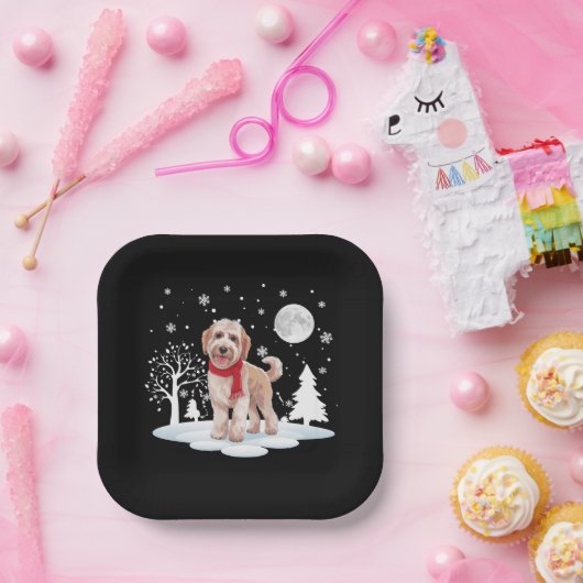 ムーンライトスノークリスマスの下のスピノイタリアーノ ペーパープレート (パーティー)