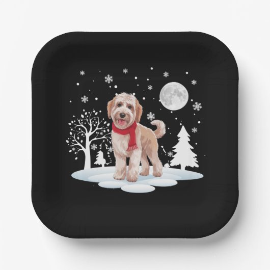 ムーンライトスノークリスマスの下のスピノイタリアーノ ペーパープレート (正面)