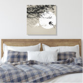 ムーンライトスワローズシルエットグレーキャンバスプリント キャンバスプリント (インサイチュ (寝室))