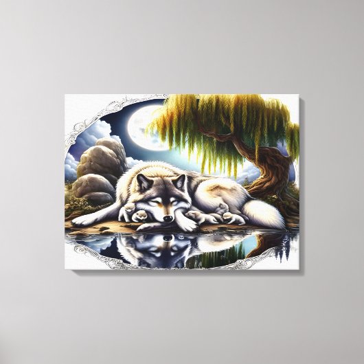 ムーンライトセレニティアスラムベアリングウルフ24x18 キャンバスプリント (正面)