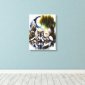 ムーンライトセレニティアスリム化ウルフ12x16 キャンバスプリント (インサイチュ (ウッドフロア))