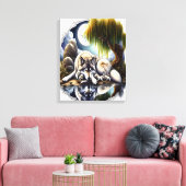 ムーンライトセレニティアスリム化ウルフ16x20 キャンバスプリント (インサイチュ (リビング))