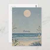 ムーンライトセレニティパステルビーチランドスケープデザイン ポストカード (正面/裏面)
