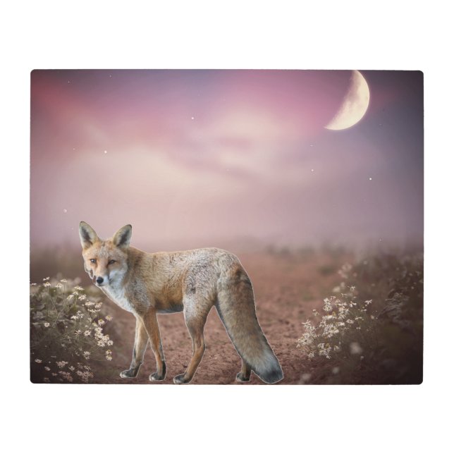 ムーンライトドリームキツネシーン メタルプリント (正面)