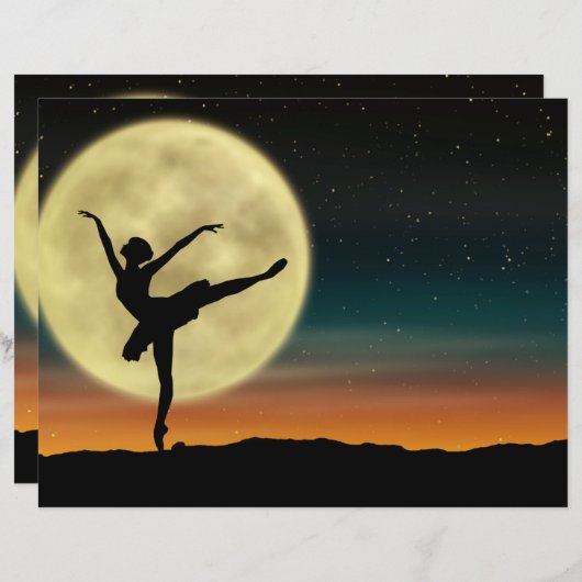 ムーンライトバレエシルエットダンサースクラップブック紙 (正面/裏面)