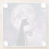 ムーンライトピンク/紫ガラスコースターの黒猫 ガラスコースター (裏面)