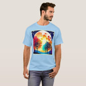 ムーンライトフォレストファンタジーアート Tシャツ (正面フル)