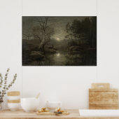 ムーンライトフォレストランドスケープ絵画ヴィンテージ ポスター (キッチン)