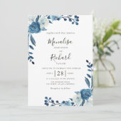 ムーンライトブルーフラワーズ結婚式招待状 招待状 (スタンド正面)