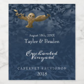 ムーンライトブルー，フクロウ，森林食品ワインラベル ワインラベル (シングルラベル)