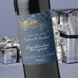 ムーンライトブルー，フクロウ，森林食品ワインラベル ワインラベル