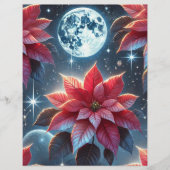 ムーンライトポインセチア模様スクラップブック紙シート (正面)