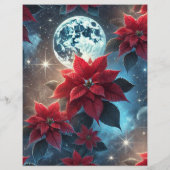 ムーンライトポインセチア模様スクラップブック紙シート (裏面)