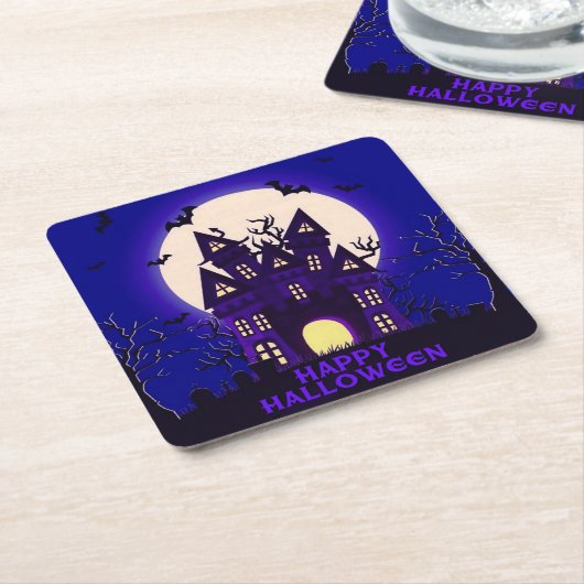 ムーンライトマンシ幽霊のよく出るョン スクエアペーパーコースター (アングル)