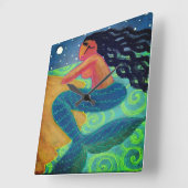 ムーンライトマーメイド抽象芸術アート スクエア壁時計 (傾斜)