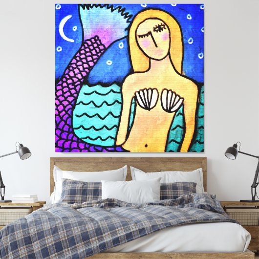 ムーンライトマーメイド抽象芸術絵画デジタル キャンバスプリント (インサイチュ (寝室))