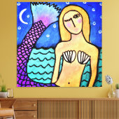 ムーンライトマーメイド抽象芸術絵画デジタル キャンバスプリント (インサイチュ (リビング))