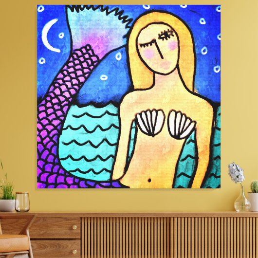 ムーンライトマーメイド抽象芸術絵画デジタル キャンバスプリント (インサイチュ (リビング))