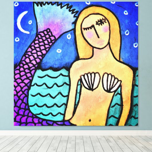 ムーンライトマーメイド抽象芸術絵画デジタル キャンバスプリント (インサイチュ (ウッドフロア))