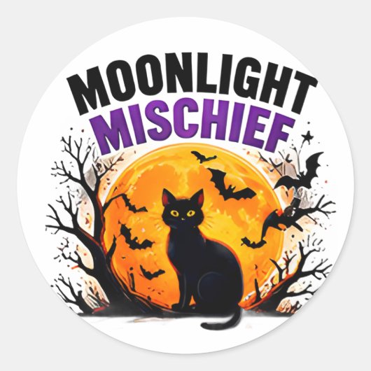 ムーンライトミスチーフ黒猫の秋ハロウィン ラウンドシール (正面)