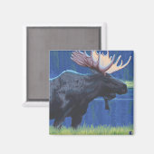 ムーンライトユタ州のムース マグネット (正面/裏面)