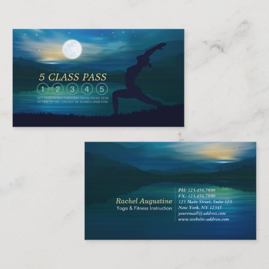 ムーンライトヨガ先生ハーフムーンポーズ5クラスパス ロイヤリティカード (正面/裏面)
