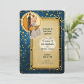 ムーンライトロマンス結婚式招待状ブルネット 招待状 (スタンド正面)