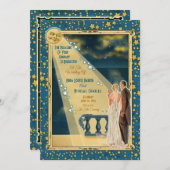 ムーンライトロマンス結婚式招待状2 – ブロンド 招待状 (正面/裏面)