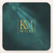 ムーンライトロ結婚マンスのエメラルドグリーンID881 スクエアペーパーコースター (正面)