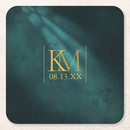 ムーンライトロ結婚マンスのエメラルドグリーンID881 スクエアペーパーコースター (正面)