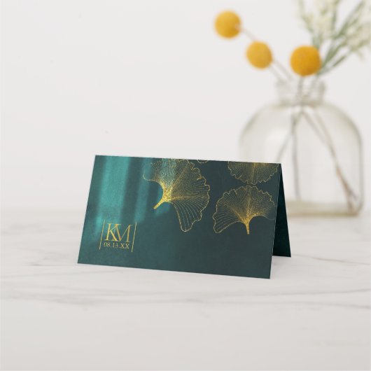 ムーンライトロ結婚マンスのエメラルドグリーンID881 プレイスカード (裏面)