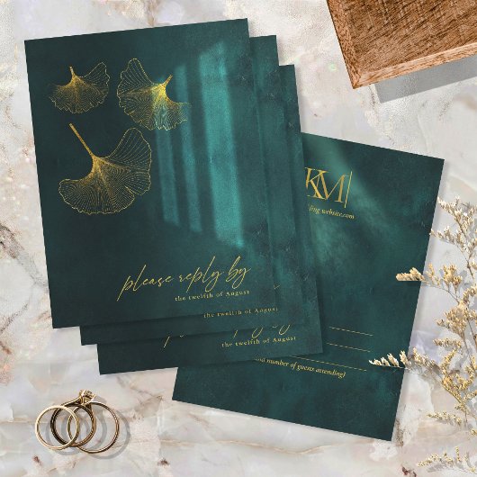 ムーンライトロ結婚マンスのエメラルドグリーンID881 出欠カード