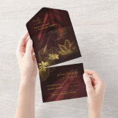 ムーンライトロ結婚マンスのブルゴーニュID881 オールインワン招待状 (貼ってはがせる)