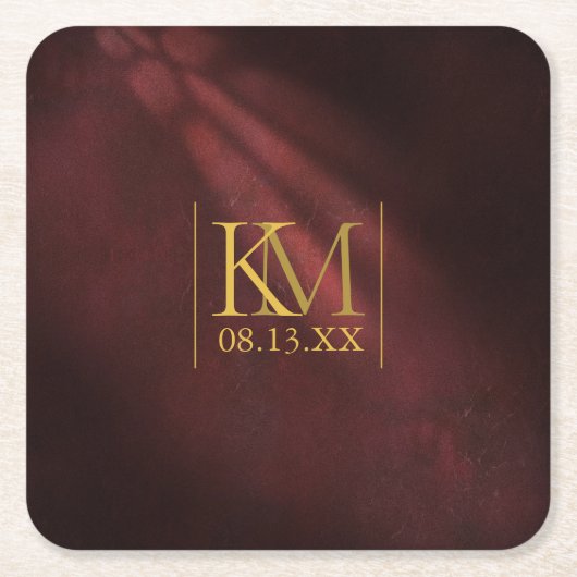 ムーンライトロ結婚マンスのブルゴーニュID881 スクエアペーパーコースター (正面)